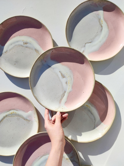 Dinner plate PINK WAVE