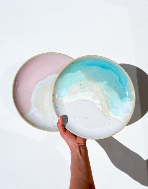 Dinner plate PINK WAVE